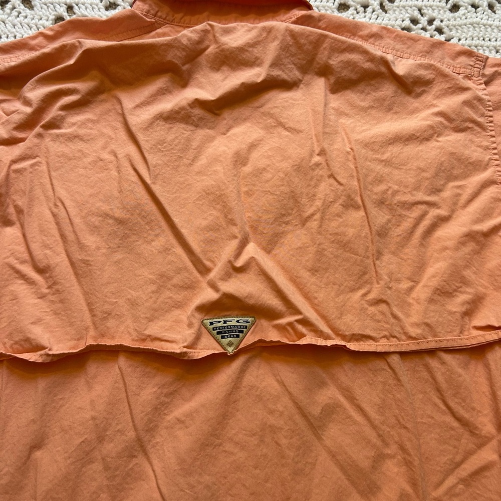 Columbia PFG Shirt Mens L Peach Button Up Short Sleeve Fishing Outdoor - Picture 5 of 10